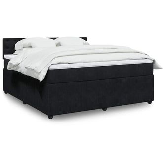 vidaXL Cama Box Spring Con Colch&oacute;n Terciopelo Negro 180x200 Cm
