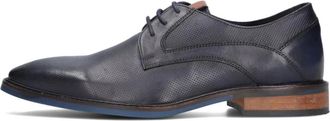 Mazzeltov Schoenen, Heren, Zwart, 41 EU, Leer, Blauwe Leren Derby Schoenen Enzo