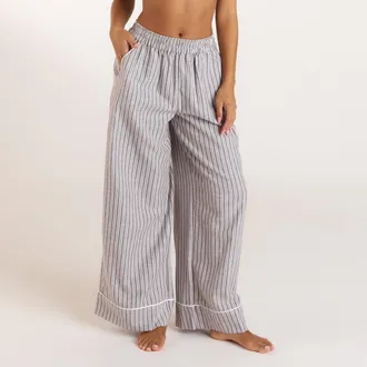 Lounge Stripe Pyjama Broek - Chocolade - XXL