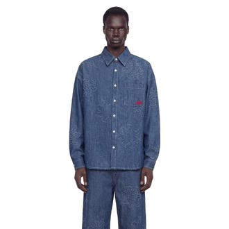 Marni Frayed Sun Motif Shirt in Chambray