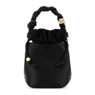 Ganni Tassen, Dames, Zwart, ONE Size, Leer, Mini Bou Bucket Bag