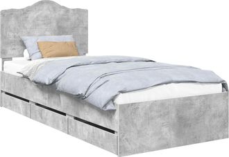 vidaXL Estructura De Cama Gris Concreto 75 X 190 Cm Madera Ingenieril Vidaxl