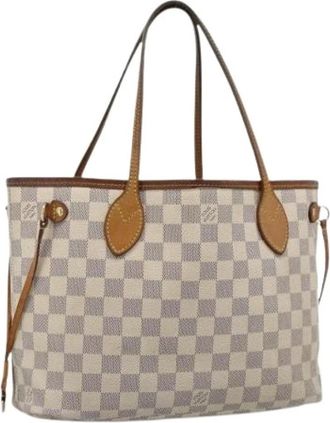 Louis Vuitton Pre-owned Damier Azur Tote Bag - Dames - Vintage Shopper - Beige - ONE Size - Leer - Vintage