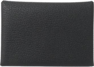 Herm&egrave;s Black Chevre Leather Coin Purse/Coin Case (Pre-Owned)