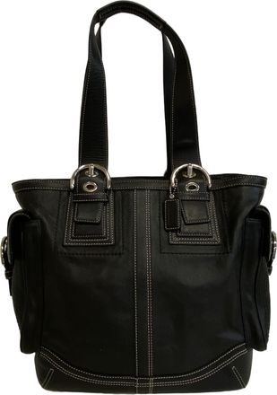 Coach Black Leather Handbag Tote Bag (Pre-Owned)