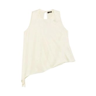 Liu Jo Sleeveless Tops, female, Beige, Size: XL Satin Top with Bow