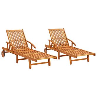 vidaXL Vidaxl - Tumbonas 2 Unidades Madera Maciza De Acacia