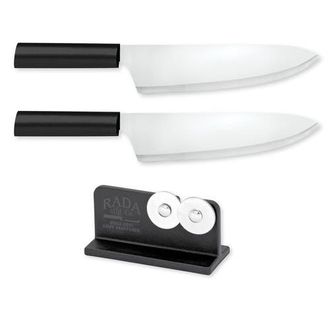 Rada Cutlery 8.5-Inch French Chef Knife Set of 2 & Quick Edge Knife Sharpener in Black at Nordstrom
