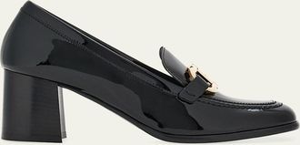 Ferragamo Marlena Gancini Bit Patent Leather Heeled Loafers