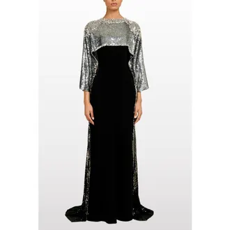 Jenny Packham Cassia Maxi Dress in Liquorice at Nordstrom, Size Small Uk