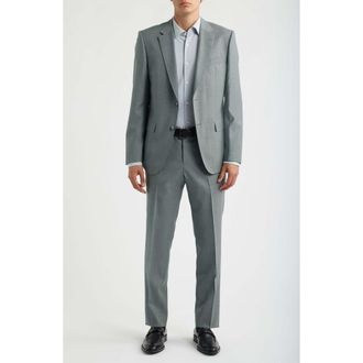 BOSS Huge Slim Fit Textured Virgin Wool Suit in Green at Nordstrom, Size 42