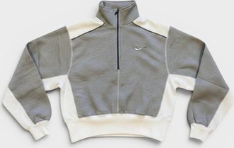 Nike Womens Quarter Zip Pullover Sweatshirt Grey White - Size: 10/8