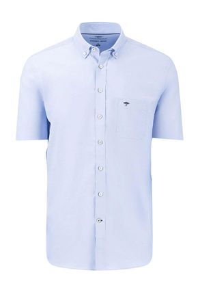 Fynch-Hatton Fynch-Hatton Mens SHORT SLEEVED OXFORD SHIRT LIGHT BLUE Cotton - Size X-Large