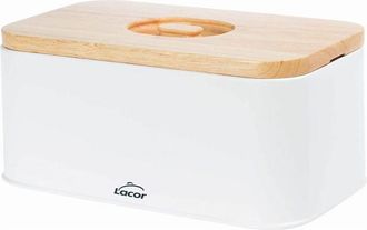 Lacor Panera Estilo N&oacute;rdico Con Tabla De Corte En La Tapa [30 X 18 X 12,5 Cm] - Blanco Mate