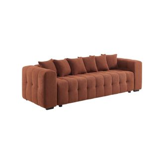 Sweeek Sof&aacute; cama con textura bucle y ba&uacute;l 3 plazas, terracota