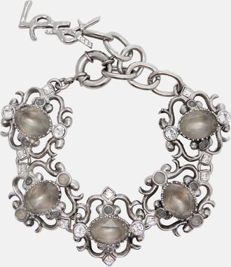 Saint Laurent Bracciale Cassandre con cristalli