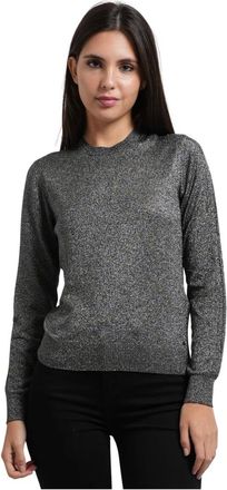 A|X Armani Exchange Truien & Vesten, Dames, Grijs, XL, Pullover met metallic viscose ronde hals