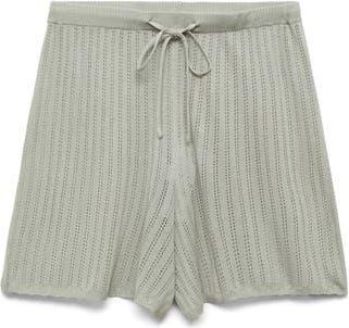 Mango Pointelle Pajama Shorts in Aqua Green at Nordstrom Rack, Size Small