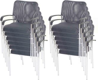 Hhg [nunca Usado] Lote De 12 Sillas De Visita Tulsa, Silla De Conferencia Apilable, Tela/textil, Asiento Gris, Respaldo Gris