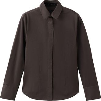 Mango Slim Fit Stretch Poplin Button-Up Shirt in Brown at Nordstrom, Size 4