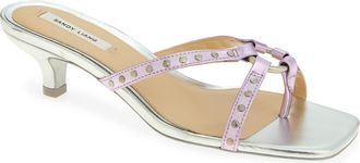 Sandy Liang Spy Kitten Heel Sandal in Metallic Pink at Nordstrom, Size 5.5Us