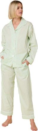 The Cats Pajamas Luxe Pima Pajama Set Conversational in Classic Stripe Light Green at Nordstrom, Size X-Small