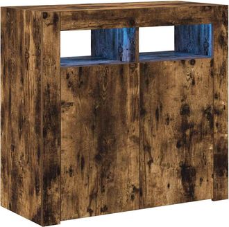 vidaXL Aparador Con Luces Led Roble Ahumado 80x35x75 Cm Vidaxl