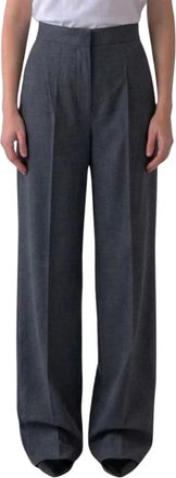 Max Mara Pantaloni palazzo in lana plissettata - Dames - Wijde Broeken - Grijs - S - Wol - Broeken