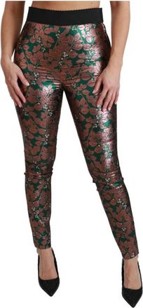 Dolce & Gabbana Bloemenbrokaat Broek - Dames - Skinny broeken - Veelkleurig - 2XS - Polyester - Broeken