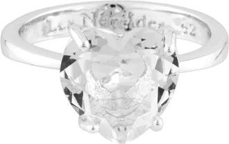 Les N&eacute;r&eacute;ides Silver Hearthstone La Diamantine Solitaire Rings, Size 56