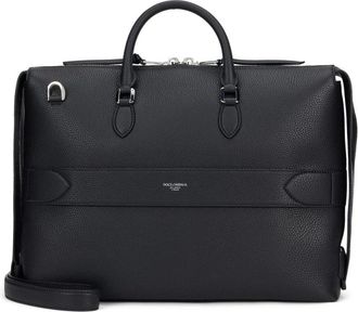 Dolce & Gabbana Tassen, Heren, Zwart, ONE Size, Leer, Leren Weekender Tas met Nerf