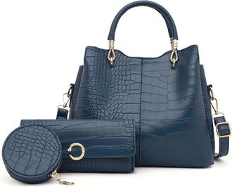 Generic Fashion Retro Bucket Crossbody Bags for Women Hobo Purse Handbag Top Handle Shoulder Satchel Ladies Hobo Totes (Blue)