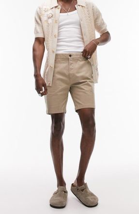 Topman Slim Fit Chino Shorts in Stone at Nordstrom, Size 34