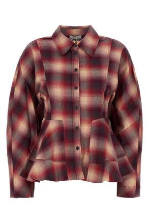 Ganni Red Tailored Plaid Shirt