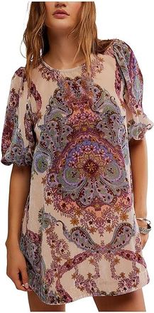 Free People Maye Printed Velvet Tunic Womens T Shirt Tea Combo : LG (Womens 12-14), Nylon/Viscose