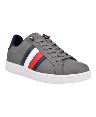 Tommy Hilfiger Sneakers Mens Gray Faux Leather Comfort Casual Shoes VER594
