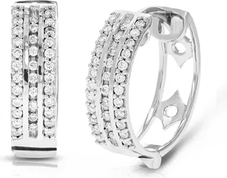 Vir Jewels 1/4 cttw Lab Grown Diamond Hoops Earrings in Sterling Silver With Latch Backs For Women