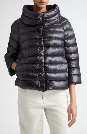 Herno Sofia Iconic Down Crop Puffer Jacket in Black at Nordstrom, Size 2 Us