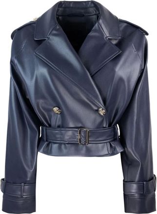 Liu Jo Light Jackets, female, Blue, XS, Double-breasted biker jacket