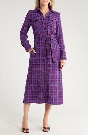 Area Stars Dela Long Sleeve Tweed Shirtdress in Purple Tweed at Nordstrom Rack, Size Medium