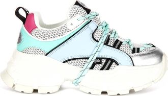 Buffalo Sneakers, female, Multicolor, 5 UK, Saturn Lace Vegan Platform Shoes Blue Silver
