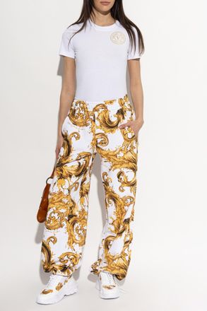 Versace Jeans Couture Top With Printed Logo, Womens, White