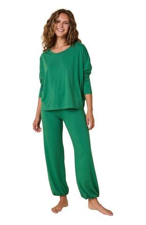 The Cats Pajamas Pima Knit Holiday Pullover Set in Classic Pine at Nordstrom, Size X-Small