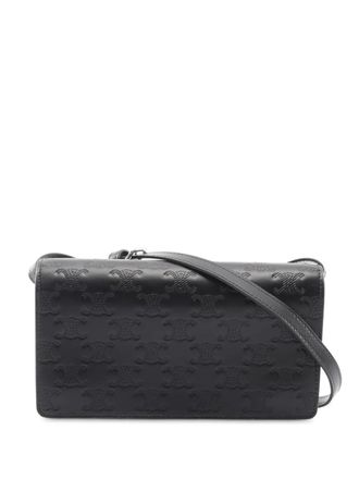Celine 2010-2025 Embossed Leather Triomphe crossbody bag - Black