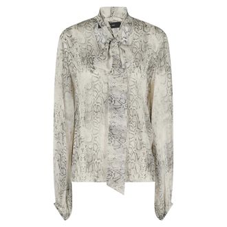 Federica Tosi Blouses, female, Gray, Size: XS Python Print Georgette V-neck Blouse