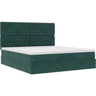 vidaXL Vidaxl - Estructura De Cama Otomana Colchones Terciopelo Verde Oscuro