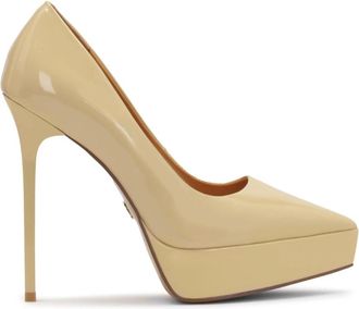 Kazar Gelakte beige platform pumps - Dames - Pumps - Beige - 39 EU - Leer - Schoenen