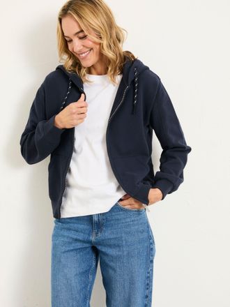 Fat Face FatFace Flora Blue Navy Zip Through Hoodie