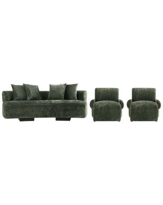 Manhattan Comfort 3Pc Modern Verandah Chenille 90.6In Sofa & 2 Accent Chairs