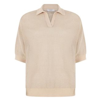 PESERICO Peserico, Polo Shirts, female, Beige, Size: L Short Sleeve Polo